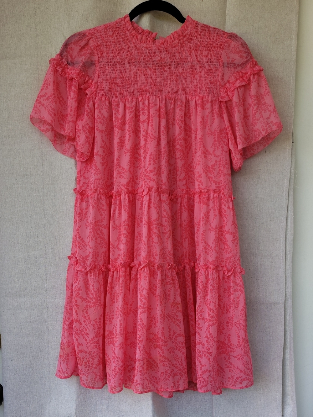 Olivaceous Pink Ruffled Mini Dress